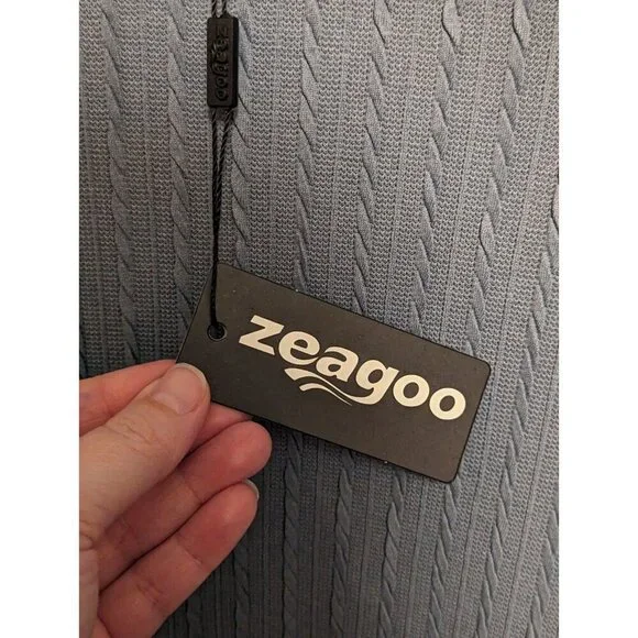 Zeagoo Women's Casual Knit Sweater Dress with Pockets Crew Medium, Blue/Grayish - Picture 4 of 15